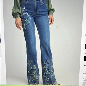 Chico's Blue Flare Jeans with Embroidery